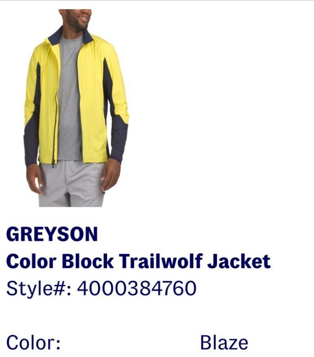 NWT Yellow Greyson Golf Jacket Trailwolf Colorblock Size Large